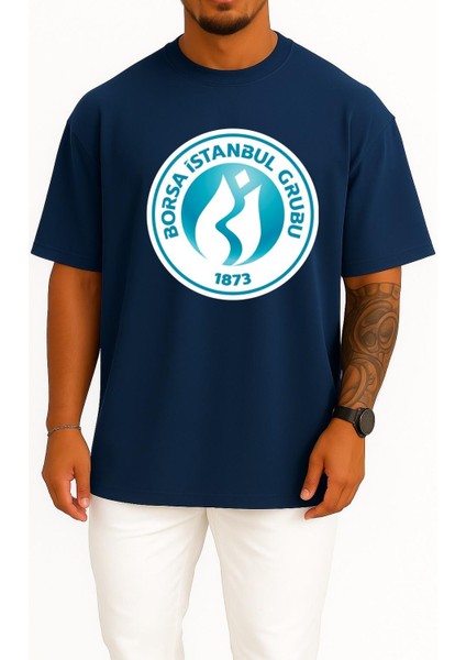 Oversize Borsa Istanbul Exchange Göğüs Tasarımlı Unisex T-Shirt