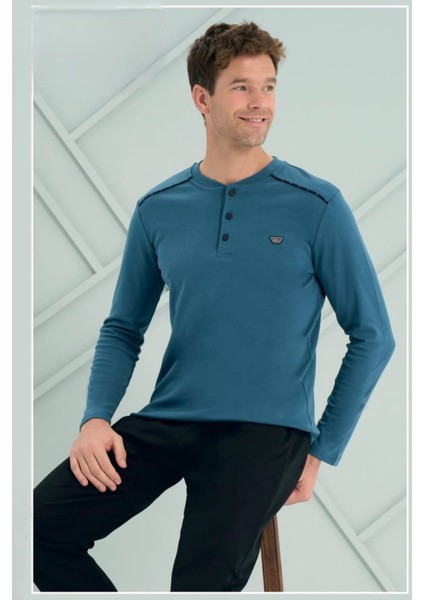 Erkek Interlok Uzun Kollu Pijama Takımı 2201