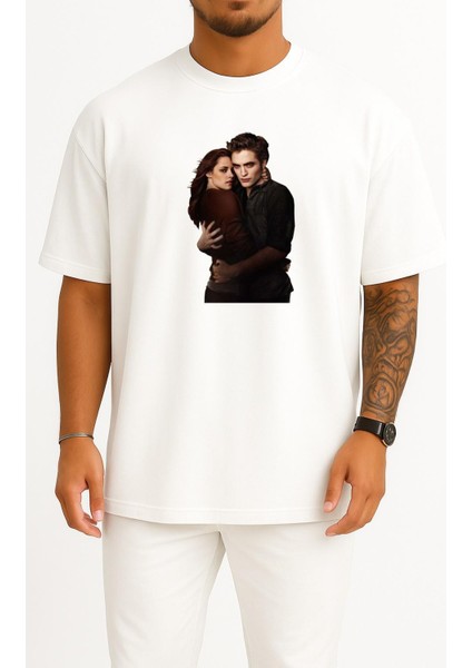 Oversize Kristen Stewart The Twilight Saga Göğüs Tasarımlı Unisex T-Shirt