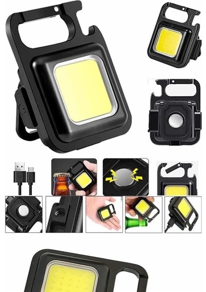 Işıldak USB Şarjlı Cep El Feneri Taşınabilir Mini LED Işık Çok Fonksiyonlu - NJ001P-4IAO71