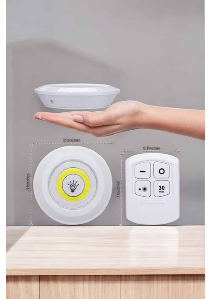 LED Lamba 3'lü Uzaktan Kumandalı Yapışkanlı Beyaz Işık - NJ001P-4IKIO2 fiyatları