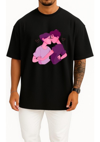 Oversize Encapsulated Postscript Richie Tozier Göğüs Tasarımlı Unisex T-Shirt