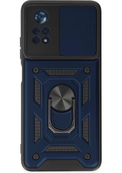Xiaomi Poco X4 Pro 5g Kılıf Pars Lens Yüzüklü Silikon - Lacivert