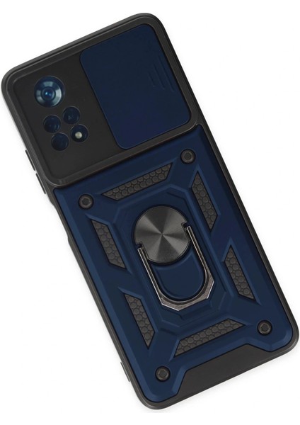 Xiaomi Poco X4 Pro 5g Kılıf Pars Lens Yüzüklü Silikon - Lacivert modelleri
