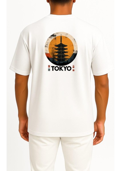 Oversize Tokyo - Japonya Cep ve Sırt Tasarımlı Unisex T-Shirt fiyatları