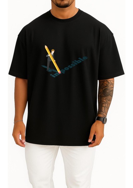 Oversize Impossible - Imkansız Göğüs Tasarımlı Unisex T-Shirt