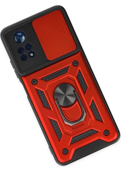 Xiaomi Poco X4 Pro 5g Kılıf Pars Lens Yüzüklü Silikon - Kırmızı modelleri