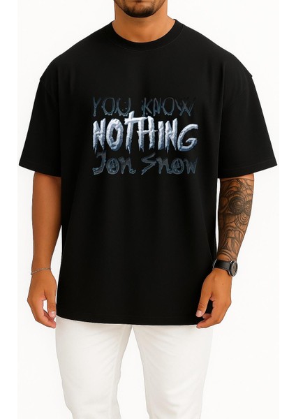 Oversize Jon Snow Game Of Thrones Göğüs Tasarımlı Unisex T-Shirt
