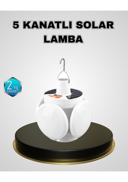 5 Kanatlı Solar Kamp Lambası – USB Şarjlı Taşınabilir IP65 Su Geçirmez Bah? - NJ001P-4II4L