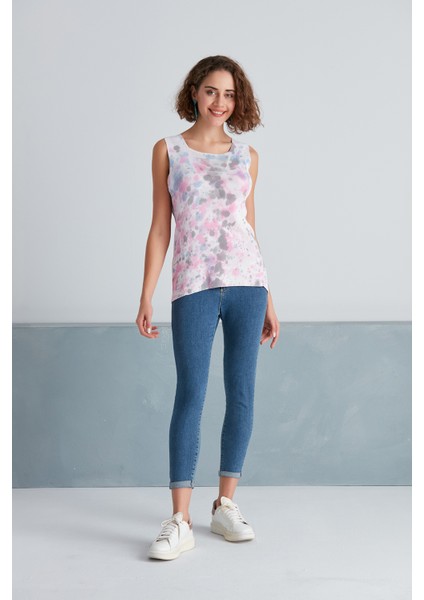 Kadın Batik Desen Bisiklet Yaka Ultra Esnek Yazlık Ince Trikodan Spor Şık Tasarım Bluz fiyatları