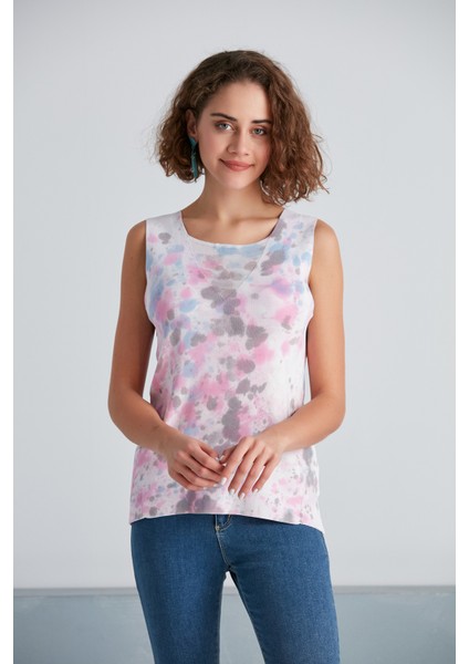 Kadın Batik Desen Bisiklet Yaka Ultra Esnek Yazlık Ince Trikodan Spor Şık Tasarım Bluz fırsatları