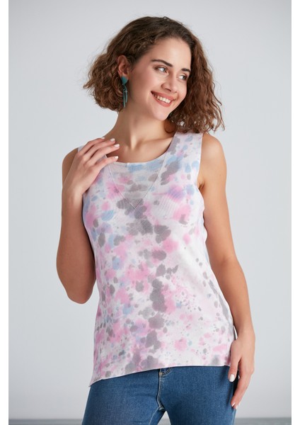 Kadın Batik Desen Bisiklet Yaka Ultra Esnek Yazlık Ince Trikodan Spor Şık Tasarım Bluz indirimleri