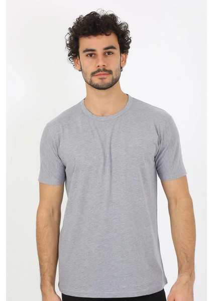 Moda Erkek Sıfır Yaka Gri Penye Atlet