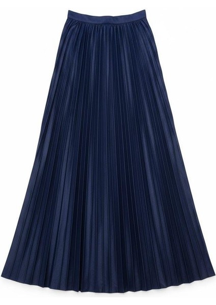 Deri Görünümlü Pileli Pamuklu Dokuma Viskon 4 Mevsim Etek(95 Cm)-(38-48) modelleri