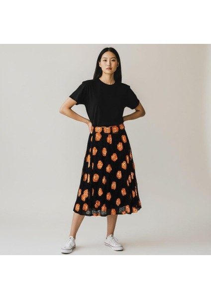 Bohem Şifon Beli Lastikli Etek(95 Cm)-(38-50)