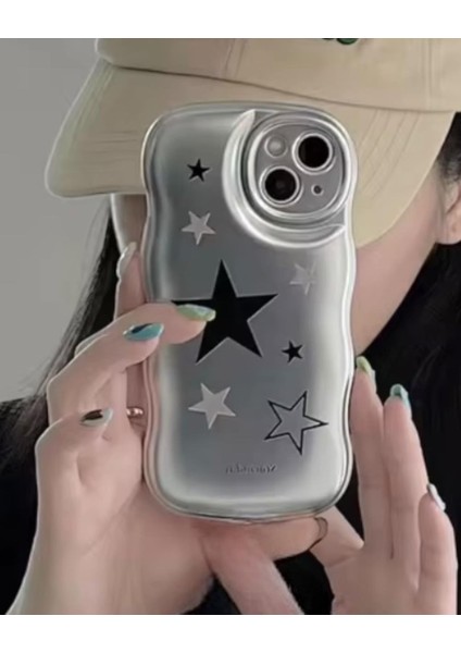 Iphone Uyumlu Silver Yıldız Desenli Kılıf