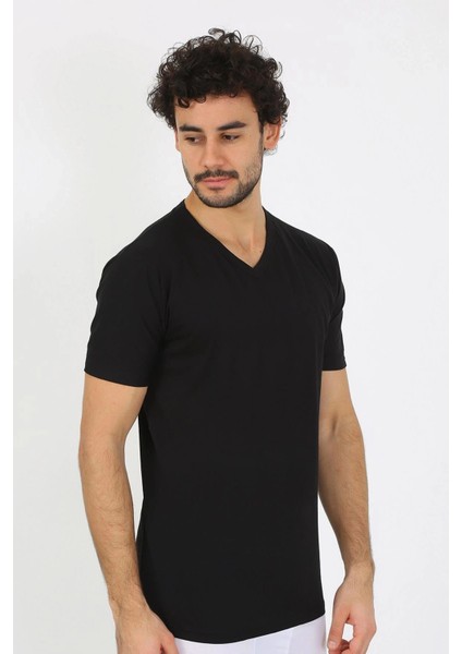 Moda Erkek V Yaka Siyah Penye Atlet fiyatları