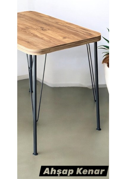 Siyah Metal Ayaklı 60X90 cm Kalınlıklı (Tek Masa) Ahşap Kenar Mutfak - Balkon - Çalışma Masası fiyatları