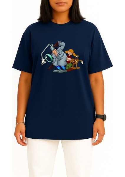 Oversize Müfettiş Gadget Çizgi Film Göğüs Tasarımlı Unisex T-Shirt fiyatları