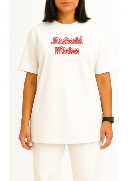 Oversize Maebashi Witches Anime Göğüs Baskılı Unisex T-Shirt fiyatları