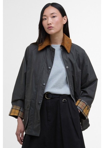 Kadın Bedale Yağlı Ceket GY51 Grey