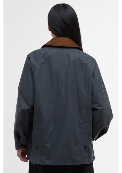 Kadın Bedale Yağlı Ceket GY51 Grey