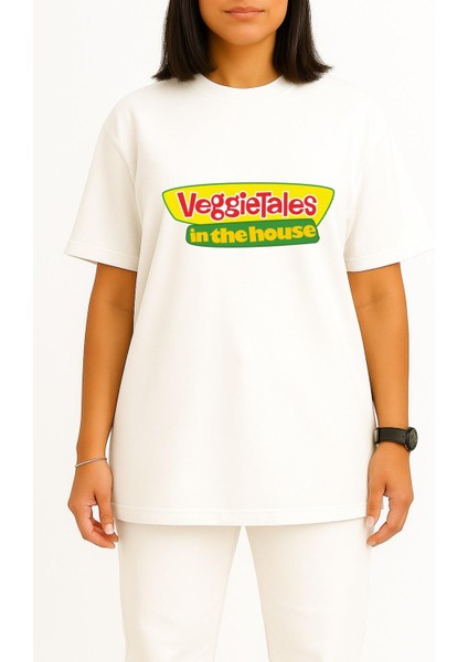 Oversize Veggietales In The House Göğüs Tasarımlı Unisex T-Shirt fiyatları