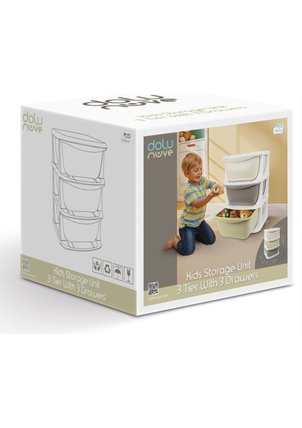 7130 3 Katlı 3 Çekmeceli Saklama Ünitesi -Dolu Oyuncak