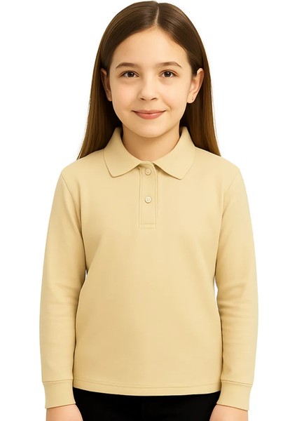 Ümiteks World Of Clothes Penye Polo Yaka Uzun Kol Okul Tişörtü Penye Polo Yaka Uzun Kollu Çocuk Tişörtü
