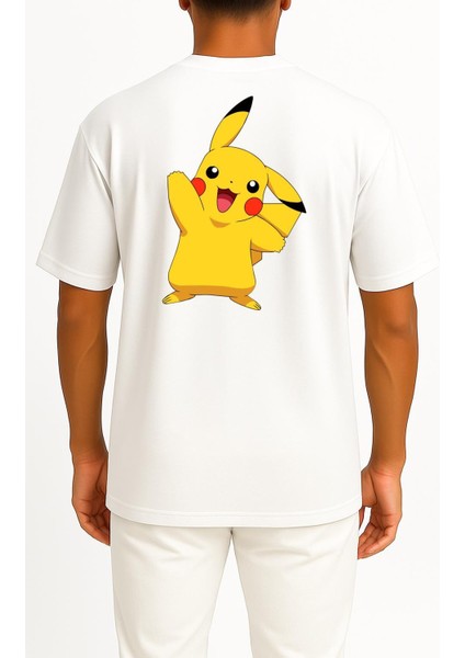 Oversize Pikachu Cep ve Sırt Tasarımlı Unisex T-Shirt fiyatları