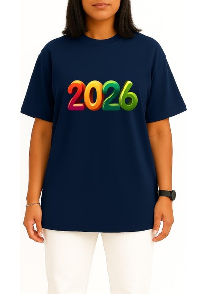 Oversize 2026 Yılbaşı Göğüs Tasarımlı Unisex T-Shirt fiyatları