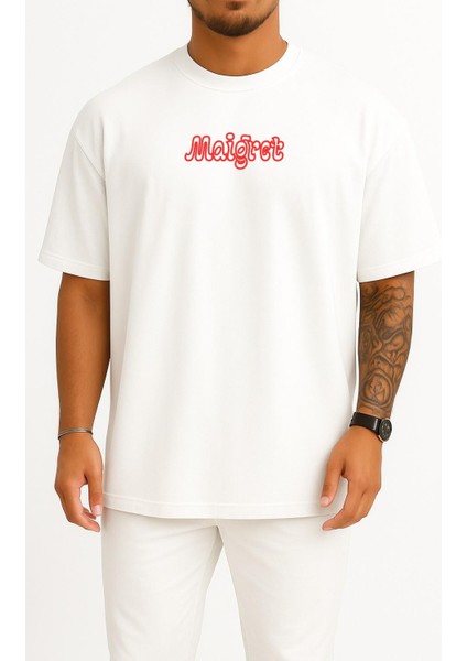 Oversize Maigret Yabancı Dizi Göğüs Baskılı Unisex T-Shirt