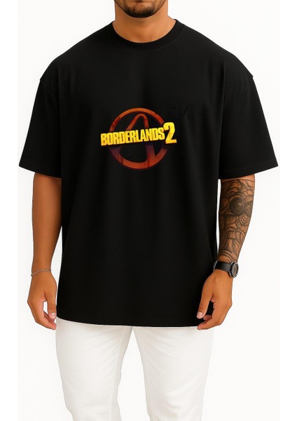 Oversize Borderlands 2 Logo Göğüs Baskılı Unisex T-Shirt