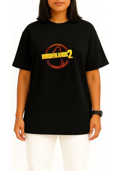 Oversize Borderlands 2 Logo Göğüs Baskılı Unisex T-Shirt fiyatları