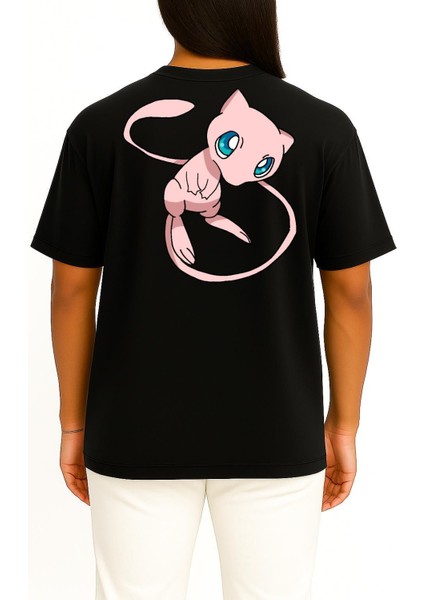 Oversize Mew Cep ve Sırt Tasarımlı Unisex T-Shirt fırsatları