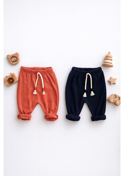 2li Set Premıum Alt Eşofman %100PAMUK 0-3AY/3 Yaş Arası Kız Erkek Bebek Unisex