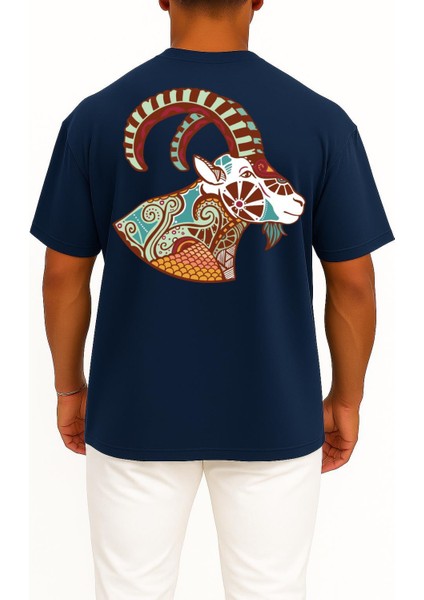 Oversize Oğlak Burç - Astroloji Cep ve Sırt Tasarımlı Unisex T-Shirt fiyatları