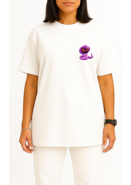 Oversize Ekans Cep Baskılı Unisex T-Shirt fiyatları
