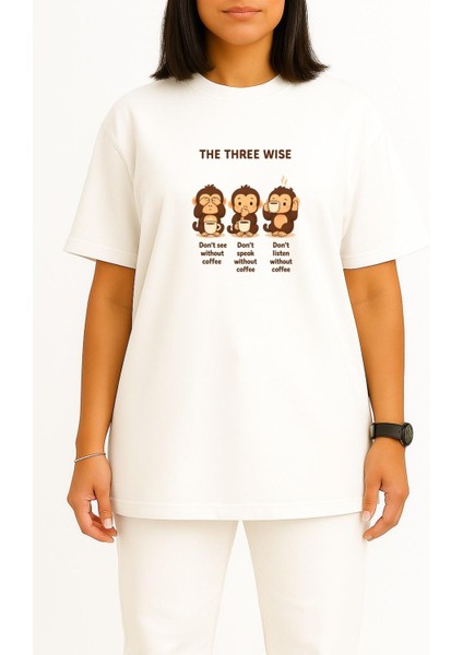 Oversize The Three Wise 3 Maymun Göğüs Baskılı Unisex T-Shirt fiyatları