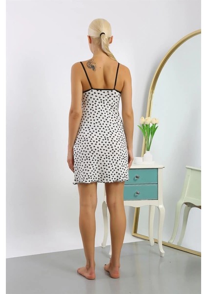 Moda Kadın Penye Desenli Ip Askılı Gecelik fırsatları