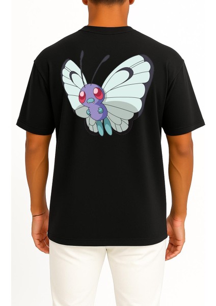 Oversize Butterfly Cep ve Sırt Tasarımlı Unisex T-Shirt fiyatları