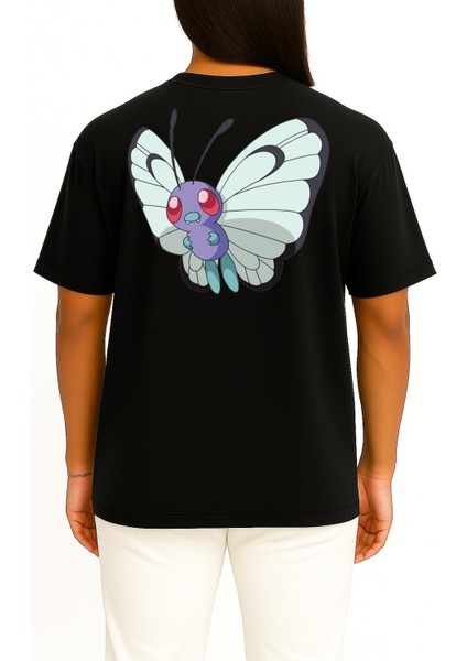 Oversize Butterfly Cep ve Sırt Tasarımlı Unisex T-Shirt fırsatları