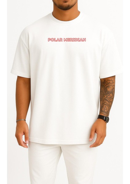 Oversize Polar Meridian Yabancı Dizi Göğüs Baskılı Unisex T-Shirt