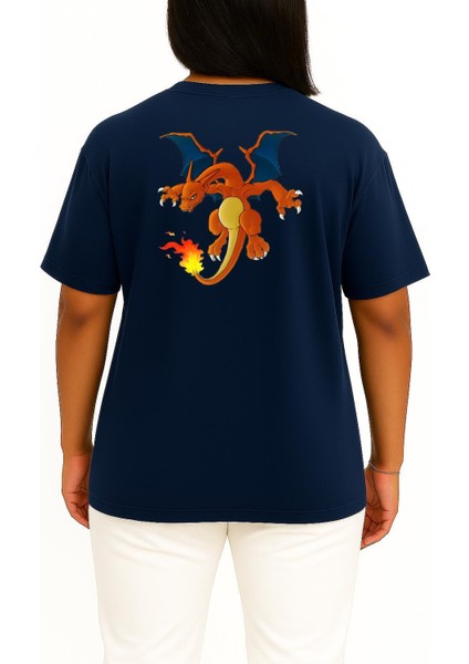 Oversize Charizard Cep ve Sırt Tasarımlı Unisex T-Shirt fırsatları