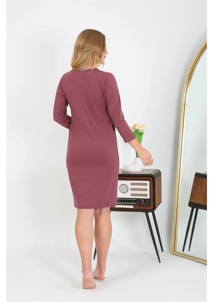 Moda Pamuk Ev Elbisesi Tunik Gecelik Mürdüm fırsatları