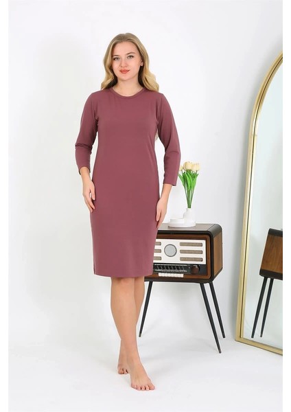 Moda Pamuk Ev Elbisesi Tunik Gecelik Mürdüm indirimleri