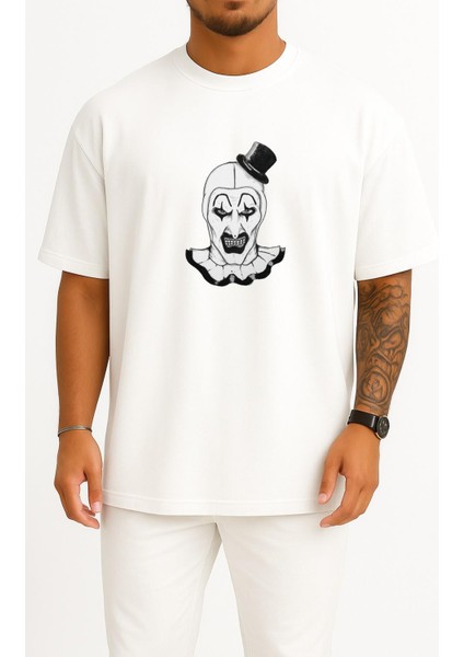 Oversize Terrifier Göğüs Baskılı Unisex T-Shirt