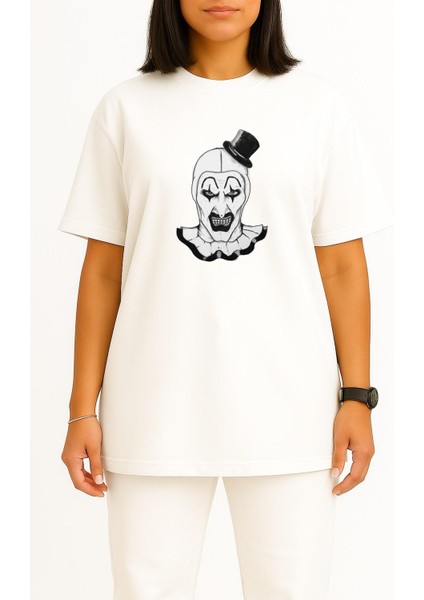 Oversize Terrifier Göğüs Baskılı Unisex T-Shirt fiyatları