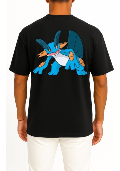 Oversize Swampert Cep ve Sırt Tasarımlı Unisex T-Shirt fiyatları
