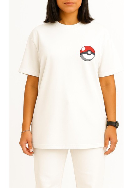 Oversize Mew Cep ve Sırt Tasarımlı Unisex T-Shirt modelleri